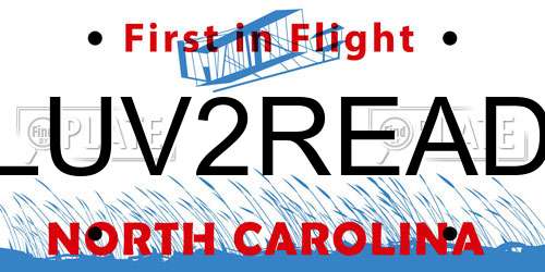 LUV2READ North Carolina License Plate