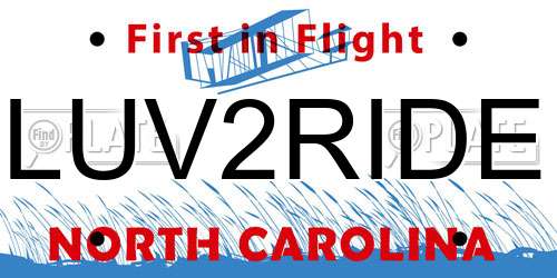 LUV2RIDE North Carolina License Plate