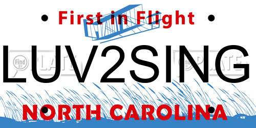 LUV2SING North Carolina License Plate