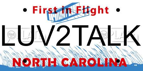 LUV2TALK North Carolina License Plate