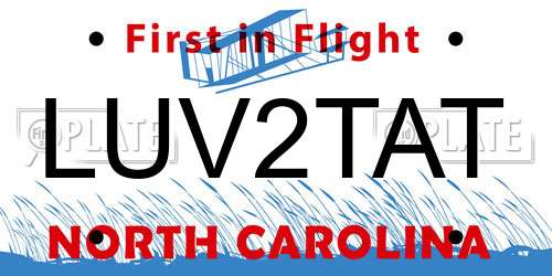 LUV2TAT North Carolina License Plate