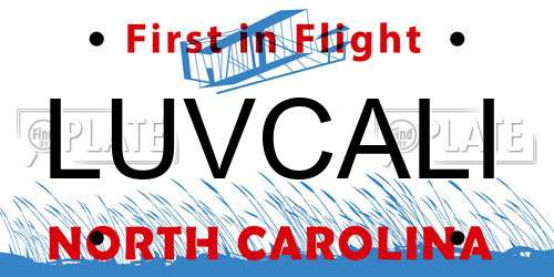 LUVCALI North Carolina License Plate