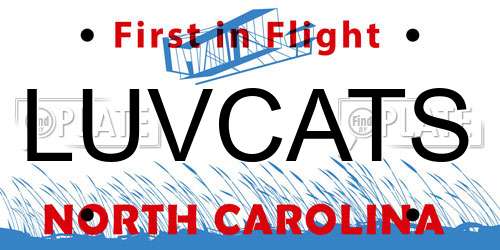 LUVCATS North Carolina License Plate