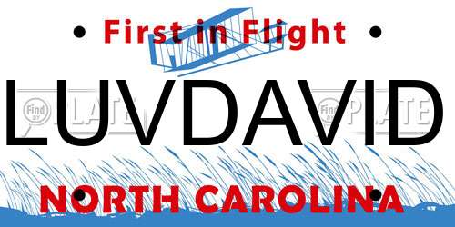 LUVDAVID North Carolina License Plate
