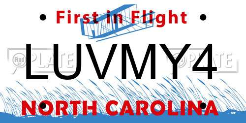 LUVMY4 North Carolina License Plate