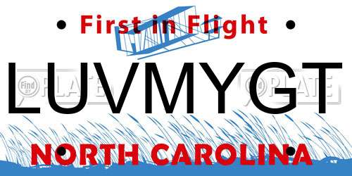 LUVMYGT North Carolina License Plate
