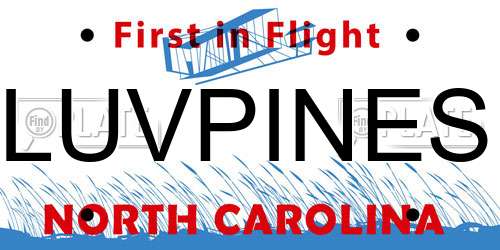 LUVPINES North Carolina License Plate