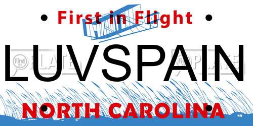 LUVSPAIN North Carolina License Plate