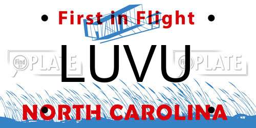 LUVU North Carolina License Plate