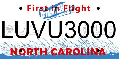 LUVU3000 North Carolina License Plate