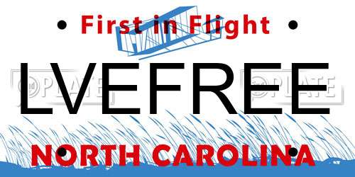 LVEFREE North Carolina License Plate