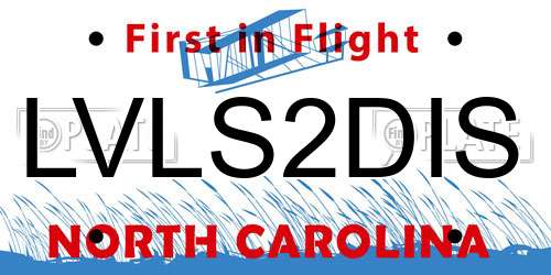 LVLS2DIS North Carolina License Plate