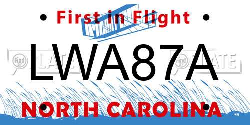 LWA87A North Carolina License Plate