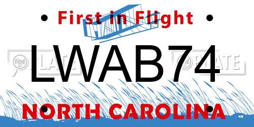 LWAB74 North Carolina License Plate