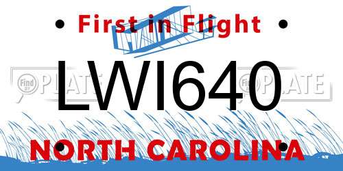 LWI640 North Carolina License Plate