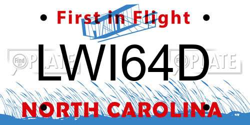 LWI64D North Carolina License Plate