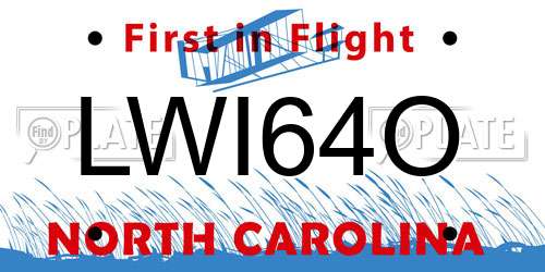 LWI64O North Carolina License Plate