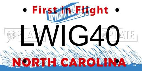 LWIG40 North Carolina License Plate