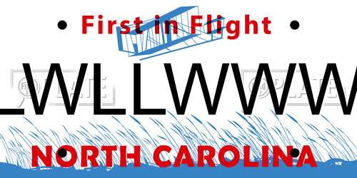 LWLLWWW North Carolina License Plate