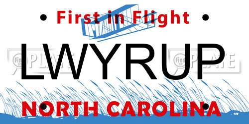 LWYRUP North Carolina License Plate