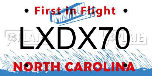 LXDX70 North Carolina License Plate