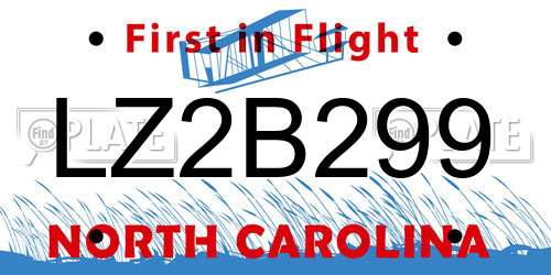 LZ2B299 North Carolina License Plate