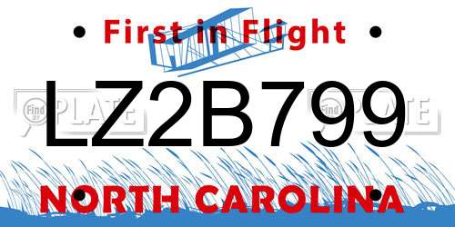 LZ2B799 North Carolina License Plate