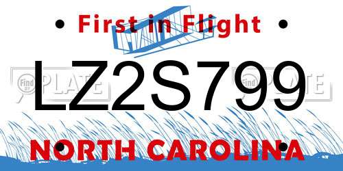 LZ2S799 North Carolina License Plate