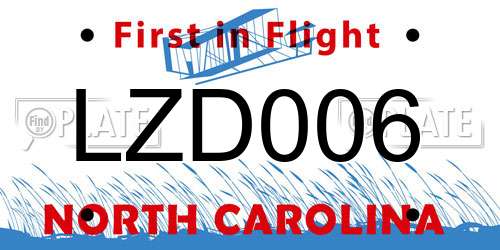 LZD006 North Carolina License Plate