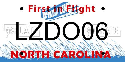 LZDO06 North Carolina License Plate