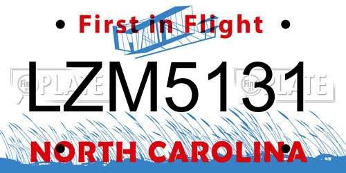 LZM5131 North Carolina License Plate