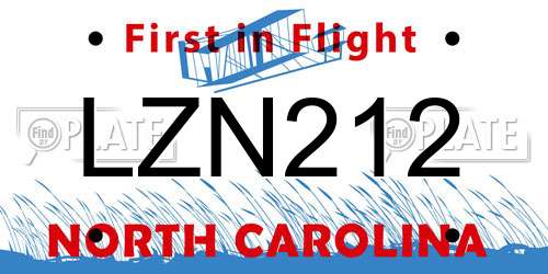 LZN212 North Carolina License Plate