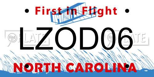 LZOD06 North Carolina License Plate