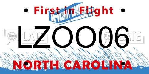 LZOO06 North Carolina License Plate