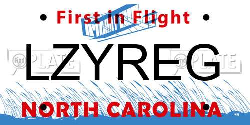 LZYREG North Carolina License Plate