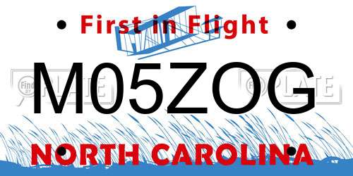 M05ZOG North Carolina License Plate