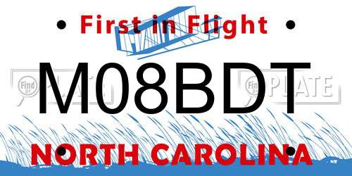 M08BDT North Carolina License Plate