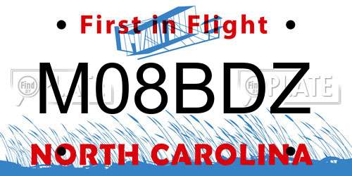 M08BDZ North Carolina License Plate