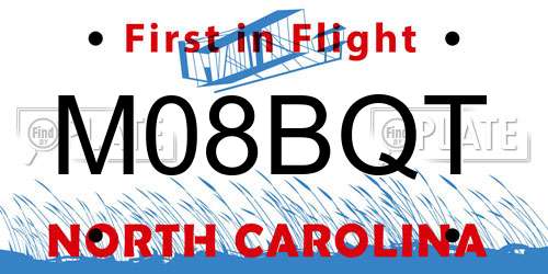 M08BQT North Carolina License Plate