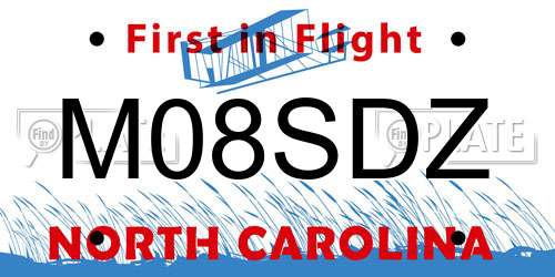 M08SDZ North Carolina License Plate