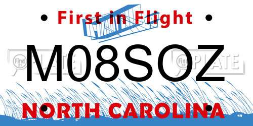 M08SOZ North Carolina License Plate