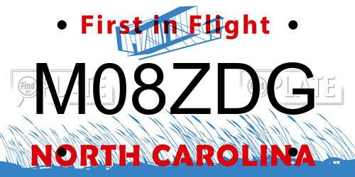 M08ZDG North Carolina License Plate