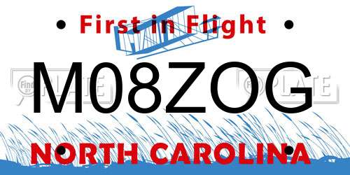 M08ZOG North Carolina License Plate