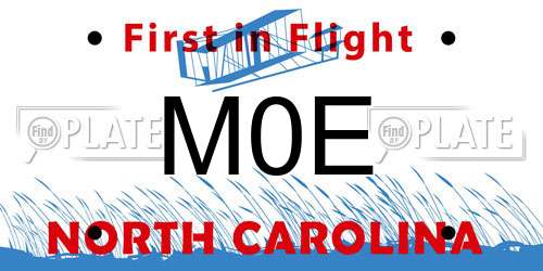M0E North Carolina License Plate