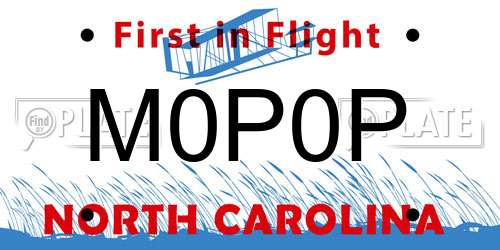 M0P0P North Carolina License Plate