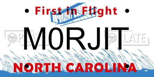 M0RJIT North Carolina License Plate