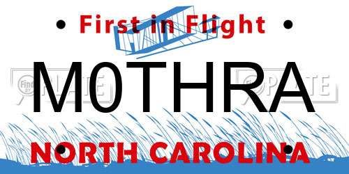 M0THRA North Carolina License Plate