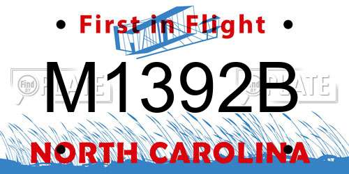 M1392B North Carolina License Plate