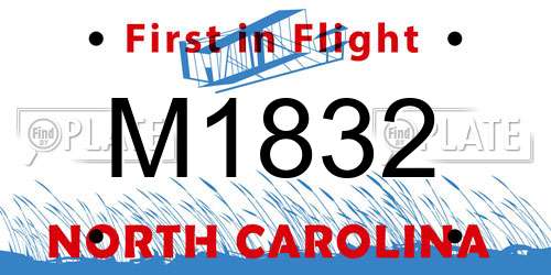M1832 North Carolina License Plate