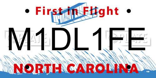 M1DL1FE North Carolina License Plate